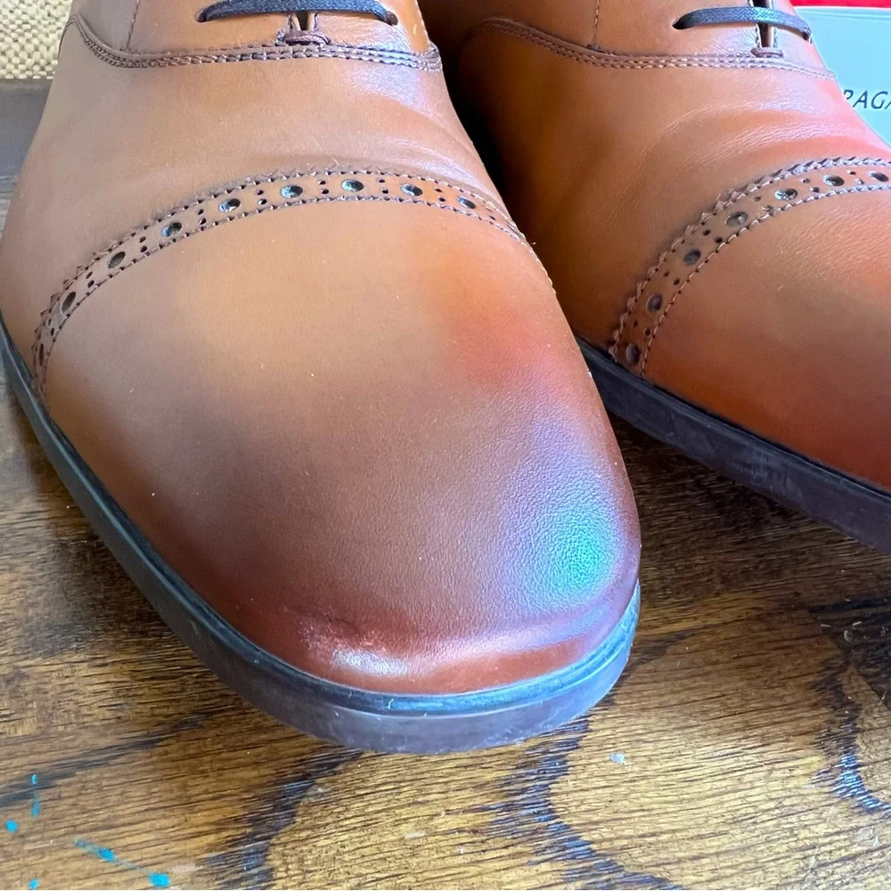 Salvatore Ferragamo Boston Brogue Burnished Leather Cap-Toe Oxfords 10.5 E